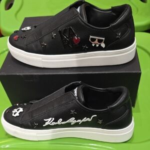 Women's Karl Lagerfeld Black Sneakers with White Accents